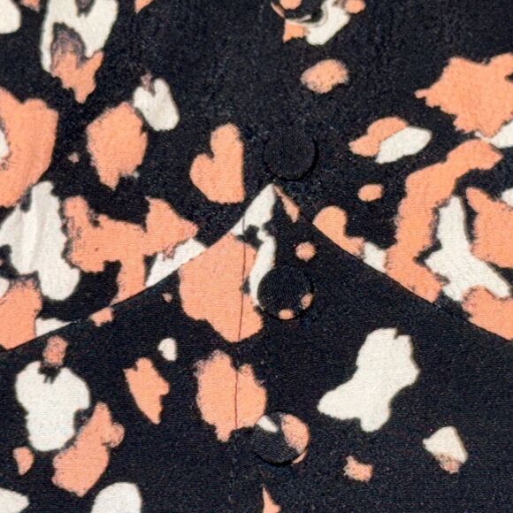 Whistles Mottled Animal Button Dress Women's Size 6 Black Pink L/S Back Zip - Picture 3 of 9